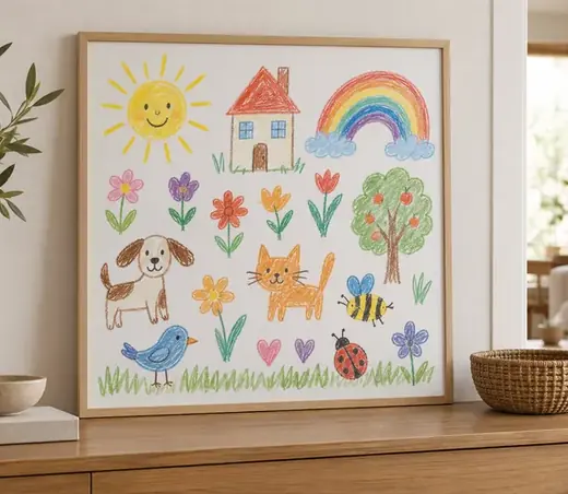 Kindertekeningenposter — voorbeeld van personalisatie